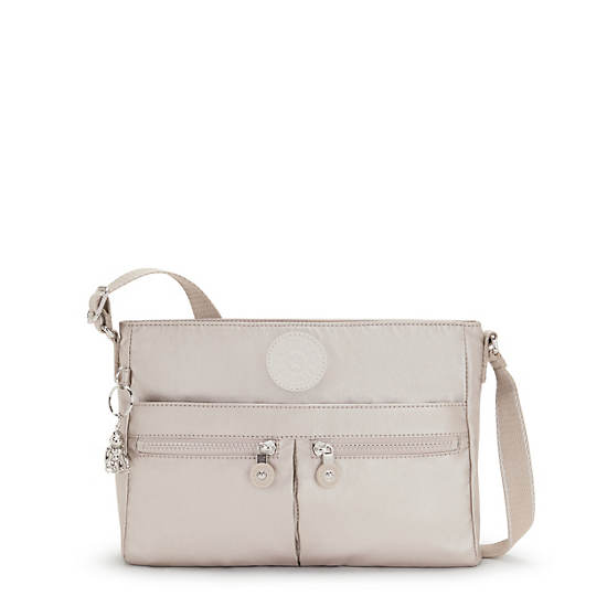 Kipling New Angie Metallic Crossbody Väska Beige | SE 2016PJ